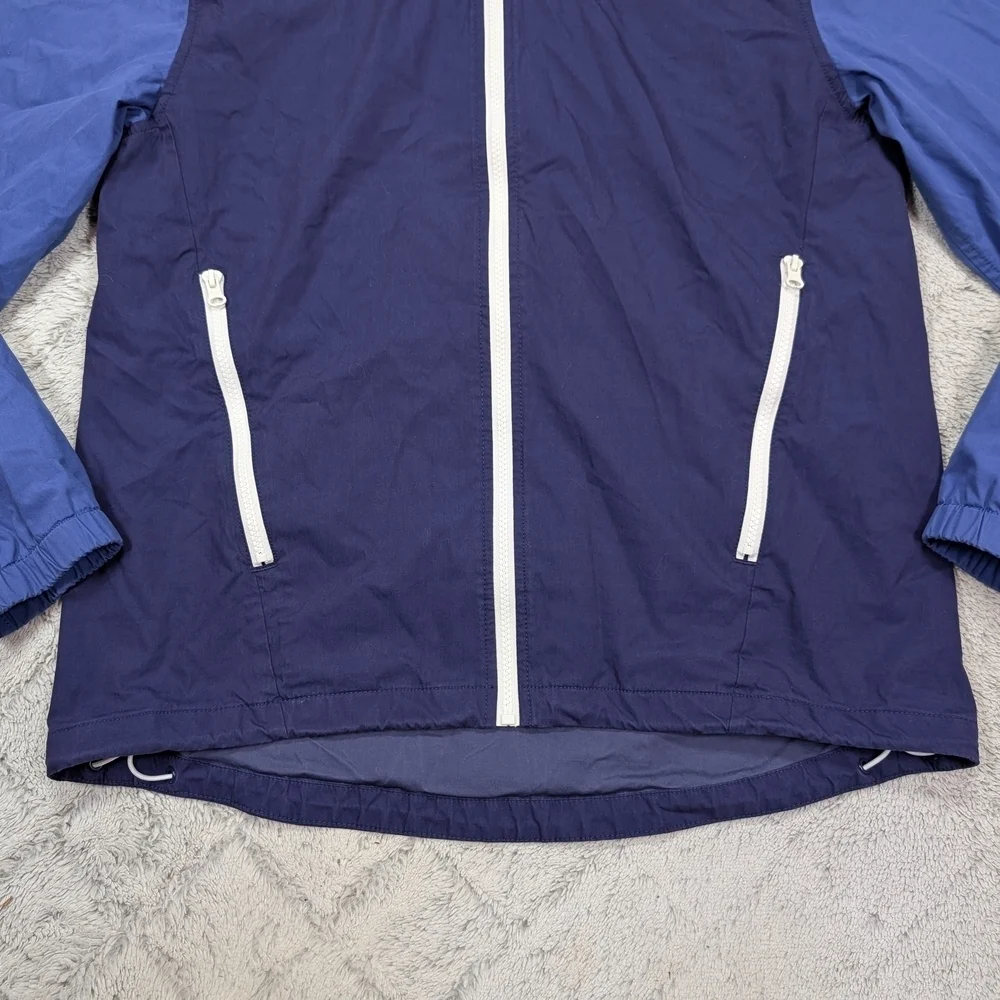J. Crew Jacket Mens M Blue Colorblock Hooded Cotton Nylon Full Zip Coastal